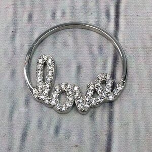 Origami Owl rhinestone love silver tone pendent